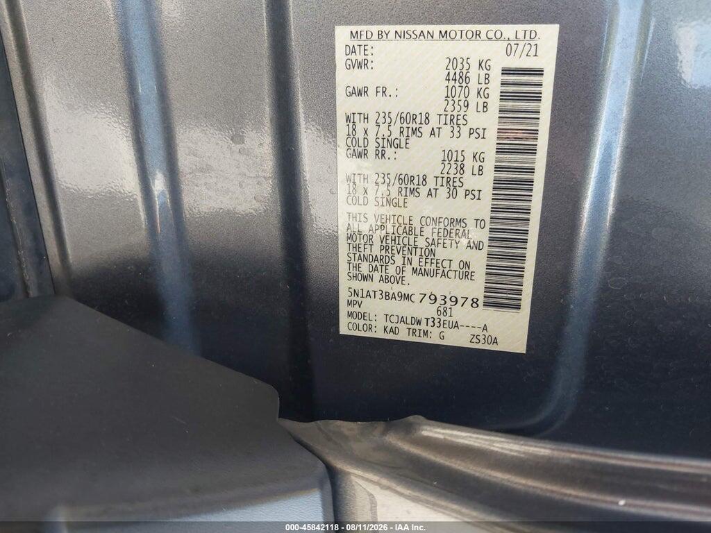 5N1AT3BA9MC793978 2021 NISSAN ROGUE photo no. 9