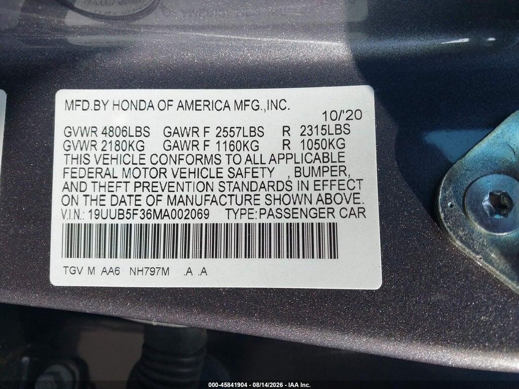 19UUB5F36MA002069 2021 ACURA TLX photo no. 9
