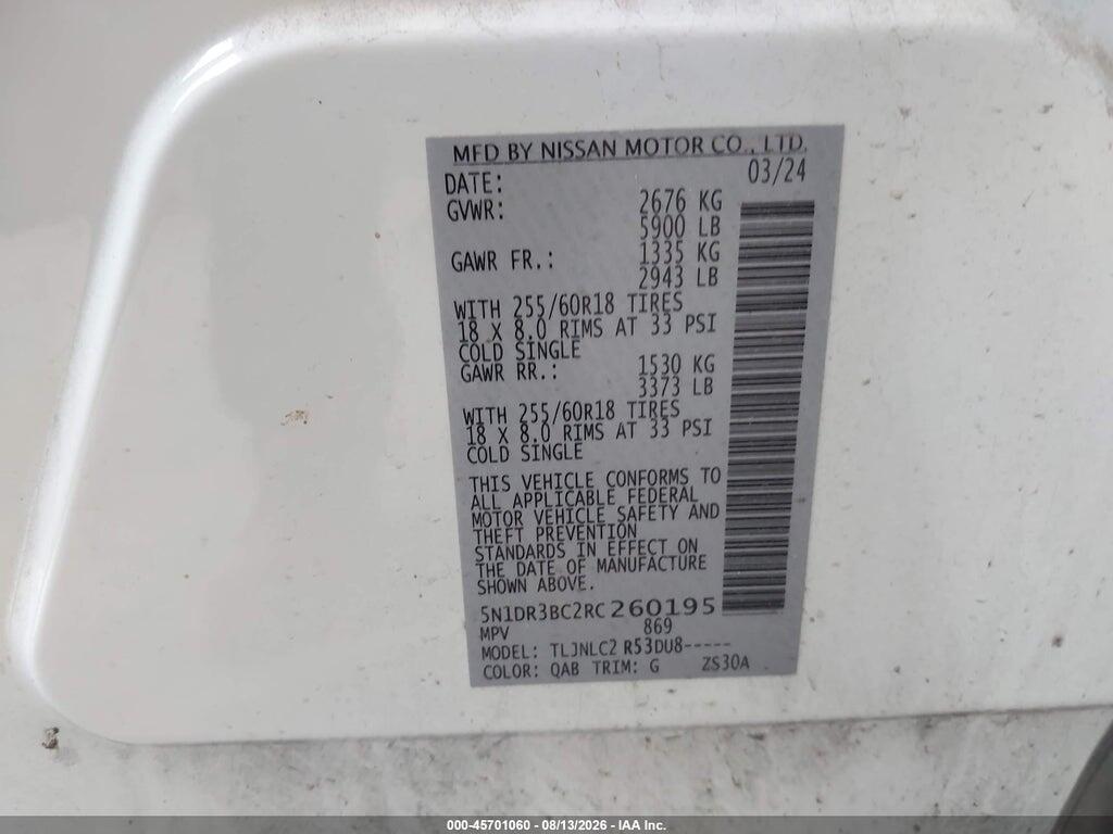 5N1DR3BC2RC260195 2024 NISSAN PATHFINDER photo no. 9
