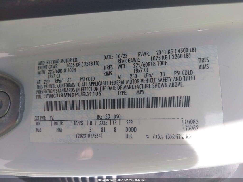 1FMCU9MN0PUB31195 2023 FORD ESCAPE photo no. 9