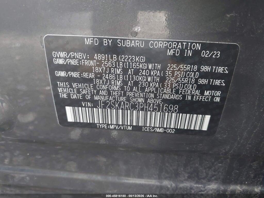 JF2SKARC3PH451698 2023 SUBARU FORESTER photo no. 9