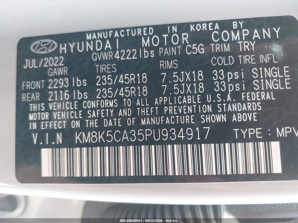 KM8K5CA35PU934917 2023 HYUNDAI KONA photo no. 9