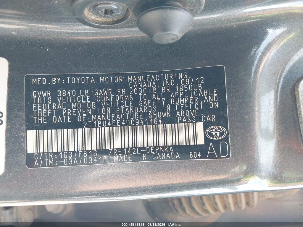 2T1BU4EE4DC941164 2013 TOYOTA COROLLA photo no. 9