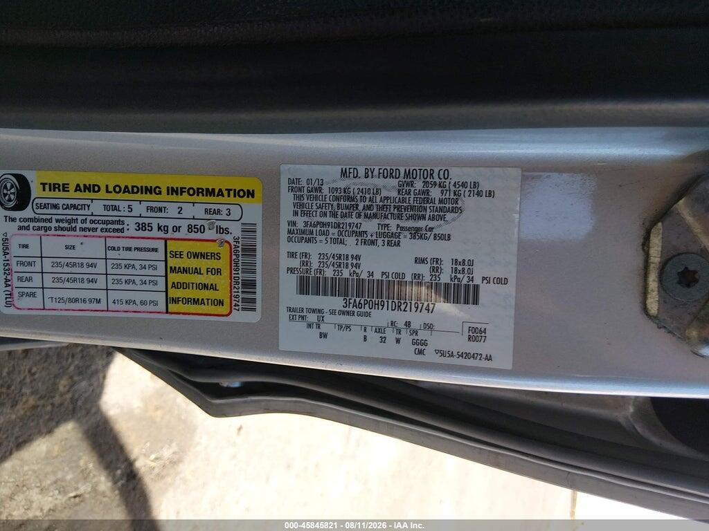 3FA6P0H91DR219747 2013 FORD FUSION photo no. 9