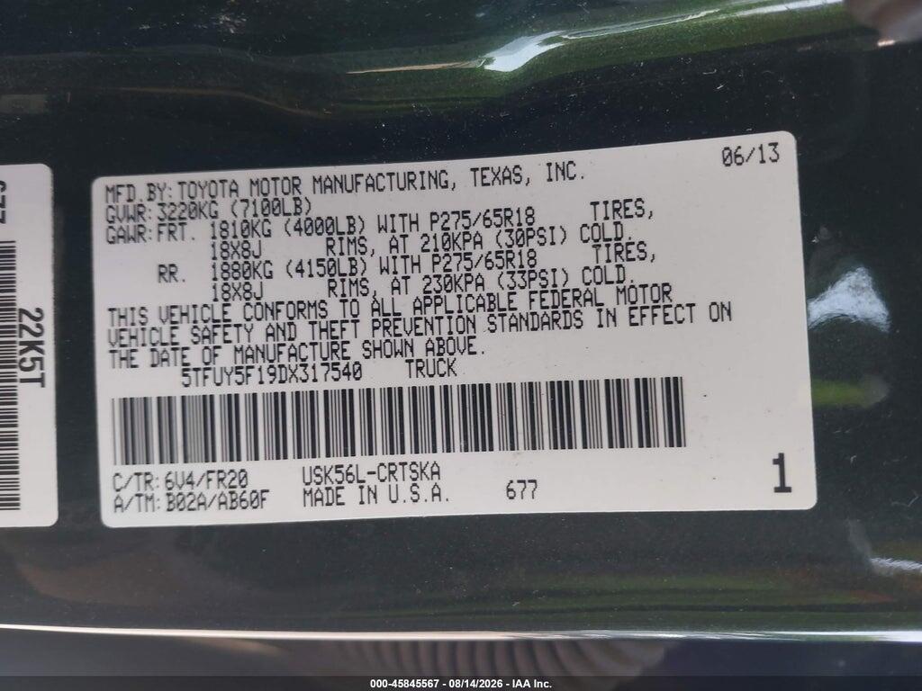 5TFUY5F19DX317540 2013 TOYOTA TUNDRA photo no. 9