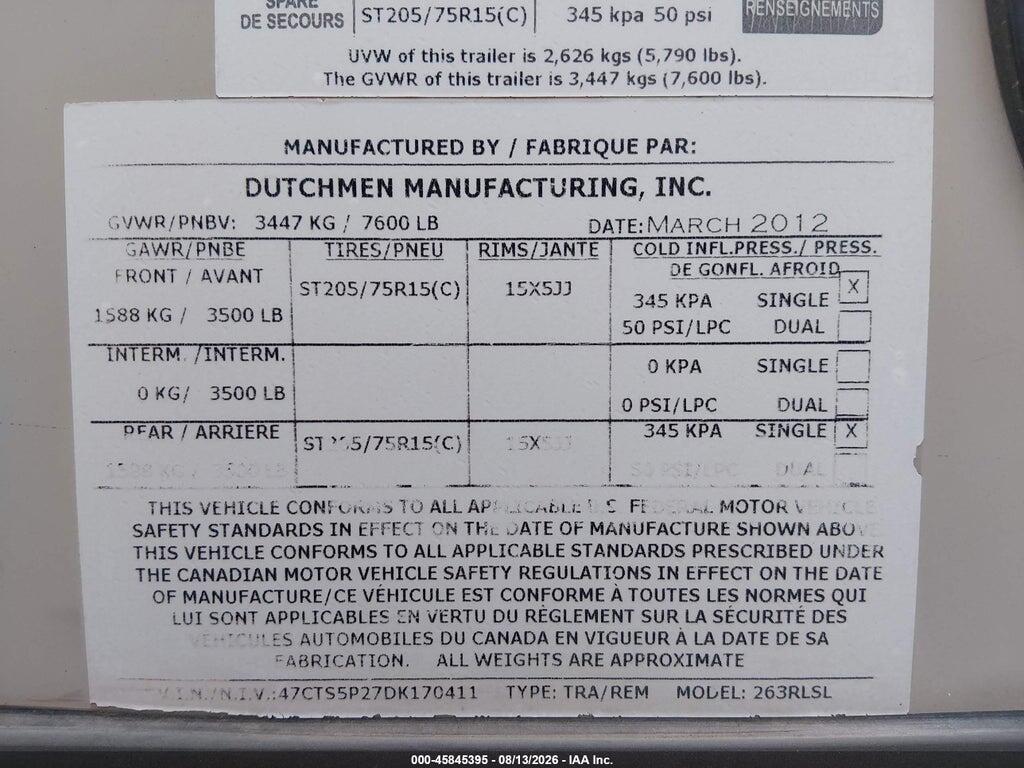 47CTS5P27DK170411 2013 DUTCHMEN KODIAK 263RLSL photo no. 9