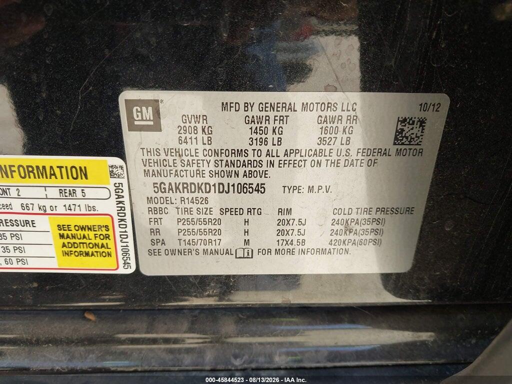 5GAKRDKD1DJ106545 2013 BUICK ENCLAVE photo no. 9