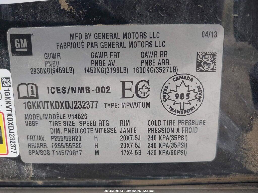 1GKKVTKDXDJ232377 2013 GMC ACADIA photo no. 9