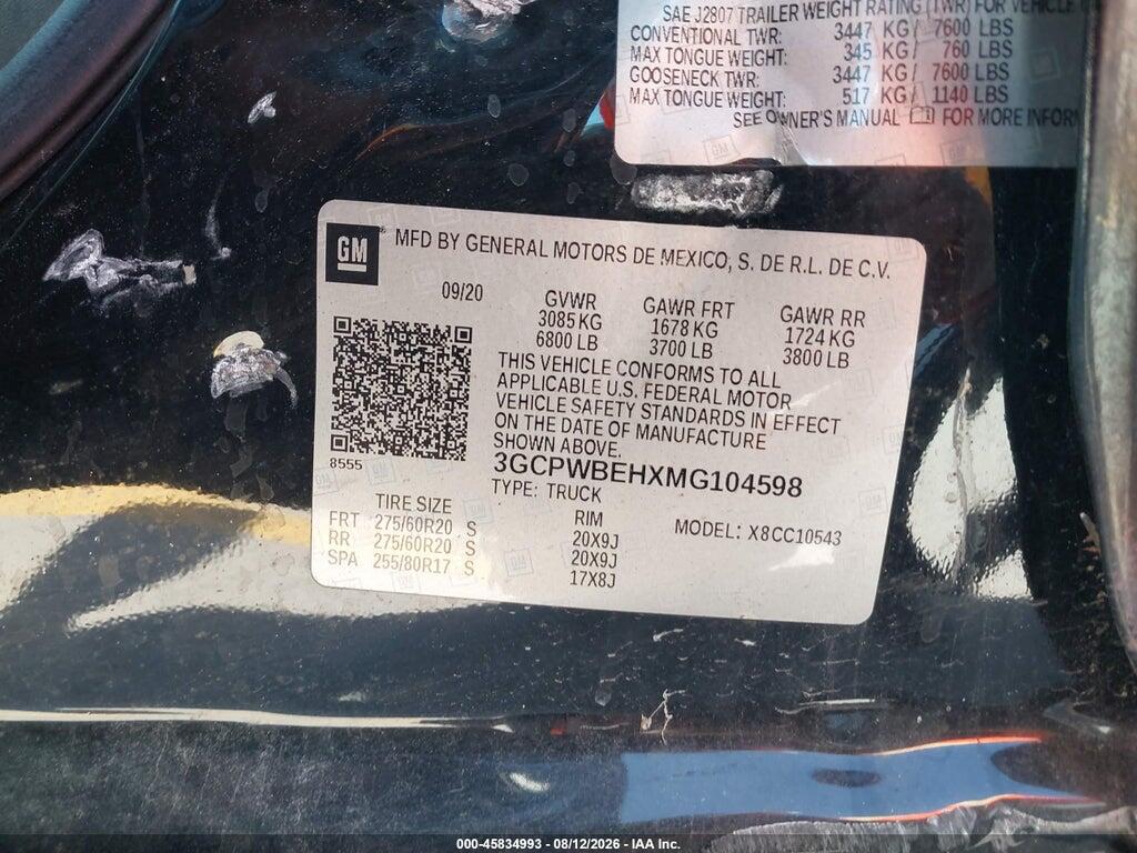 3GCPWBEHXMG104598 2021 CHEVROLET SILVERADO 1500 photo no. 9