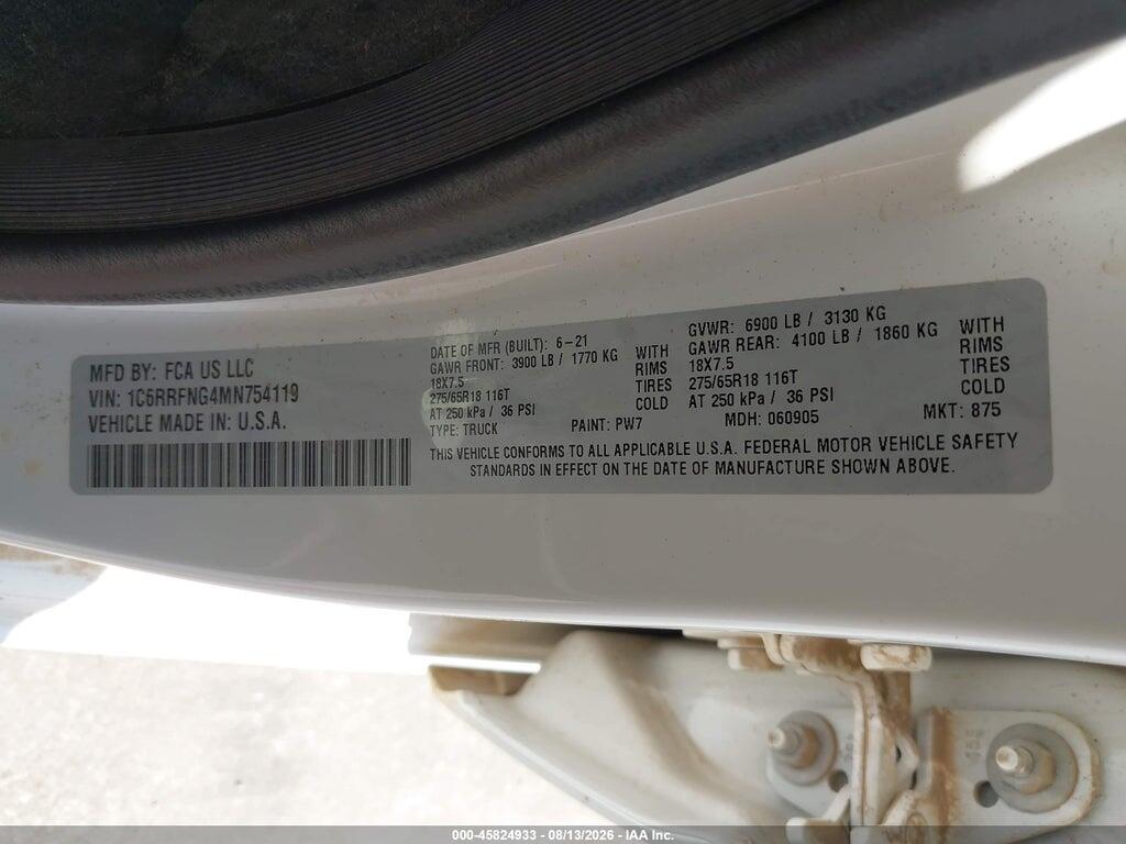 1C6RRFNG4MN754119 2021 RAM 1500 photo no. 9