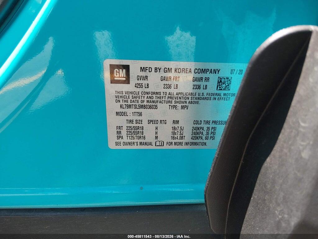 KL79MTSL5MB036035 2021 CHEVROLET TRAILBLAZER photo no. 9
