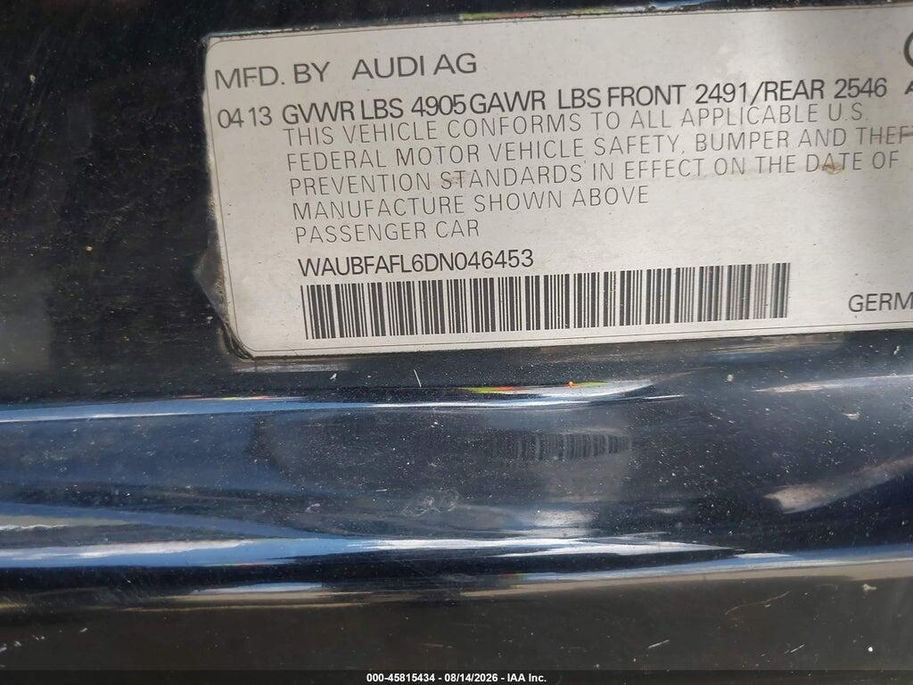 WAUBFAFL6DN046453 2013 AUDI A4 photo no. 9