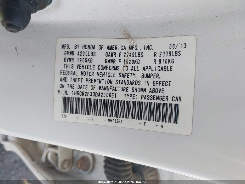1HGCR2F33DA230651 2013 HONDA ACCORD photo no. 9
