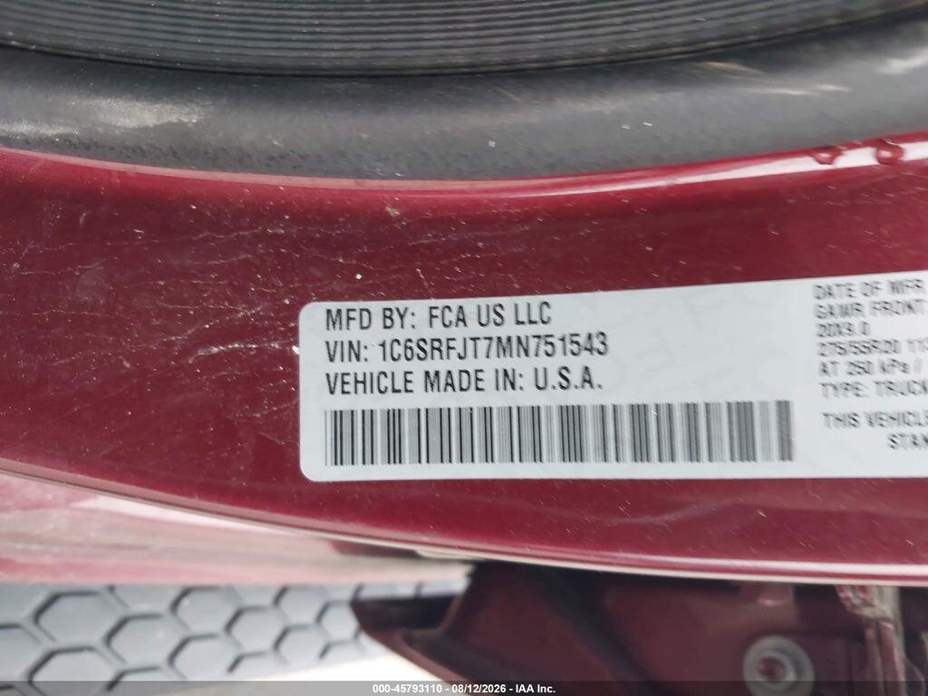 1C6SRFJT7MN751543 2021 RAM 1500 photo no. 9