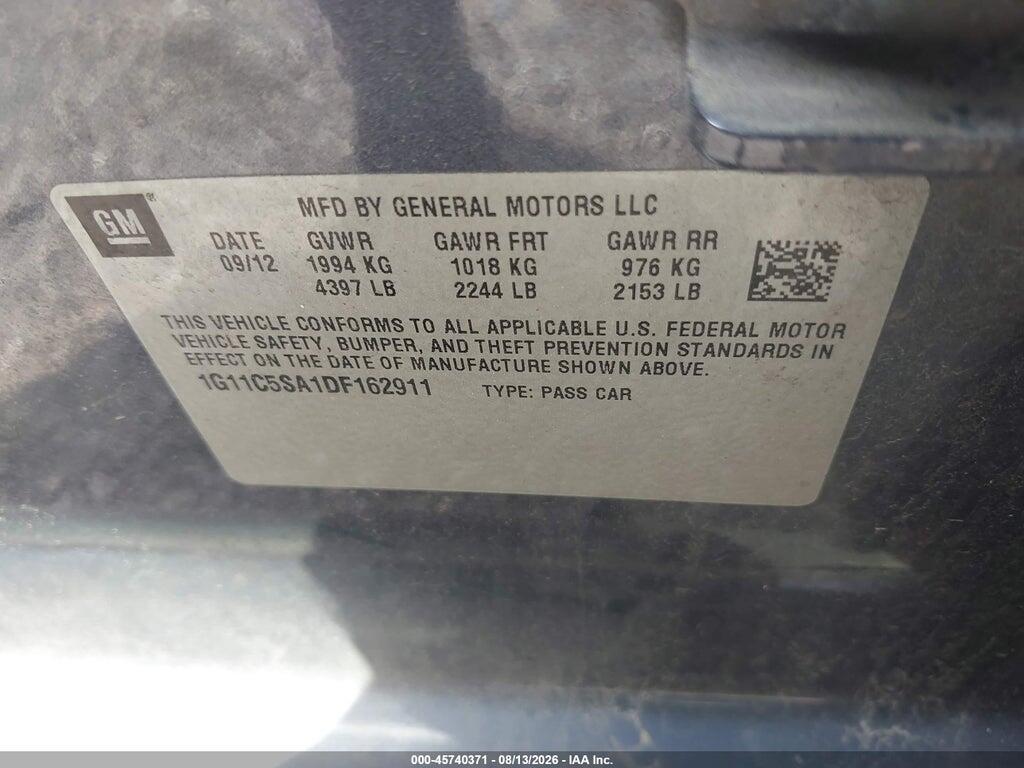 1G11C5SA1DF162911 2013 CHEVROLET MALIBU photo no. 9