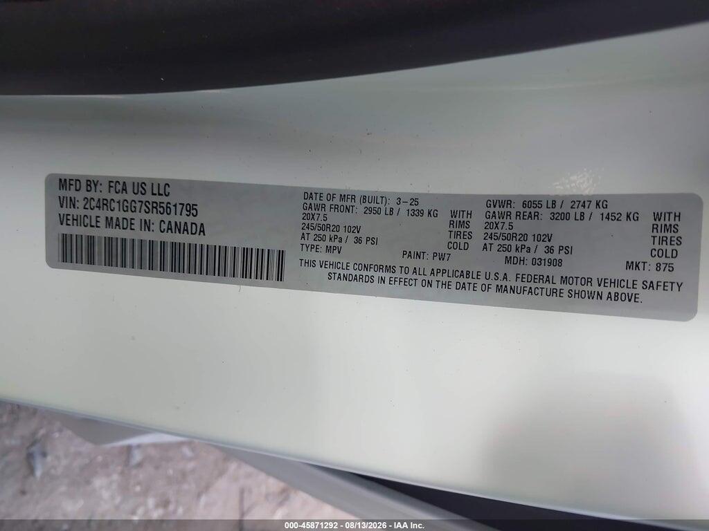 2C4RC1GG7SR561795 2025 CHRYSLER PACIFICA photo no. 9
