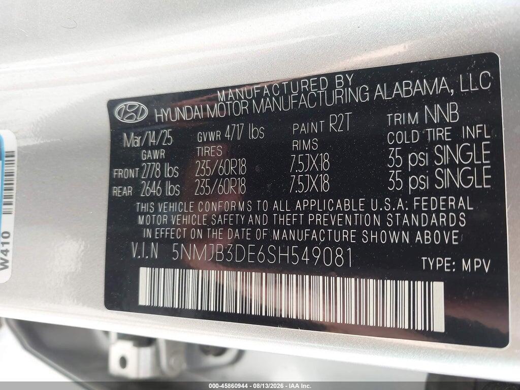 5NMJB3DE6SH549081 2025 HYUNDAI TUCSON photo no. 9