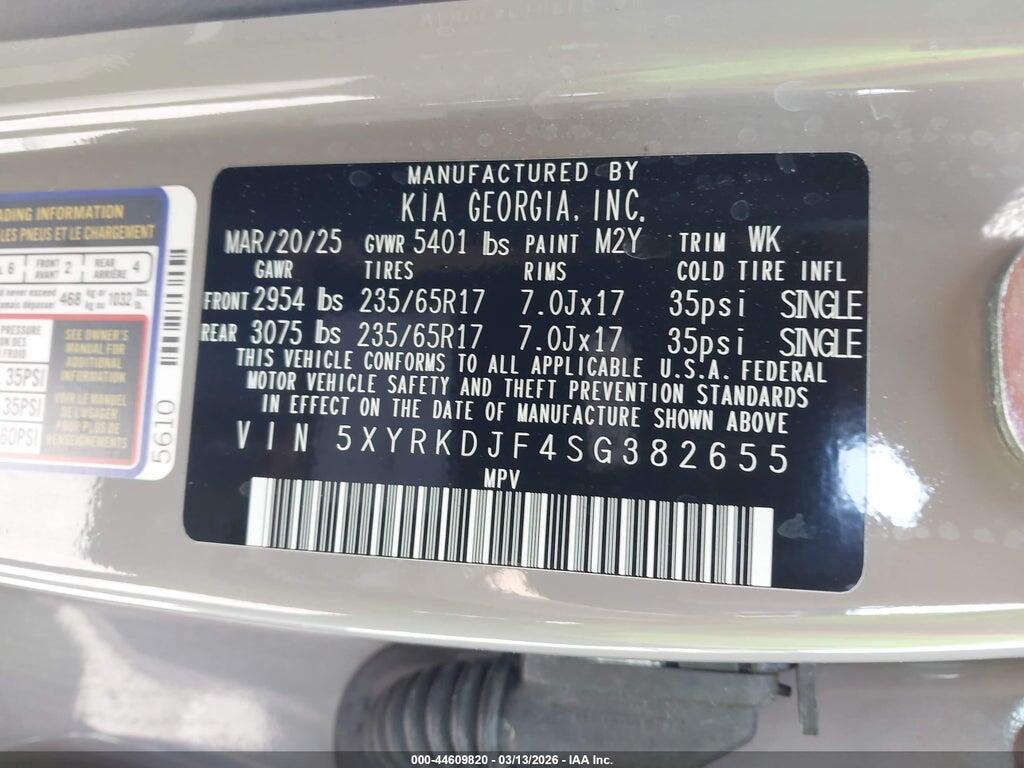 5XYRKDJF4SG382655 2025 KIA SORENTO photo no. 9