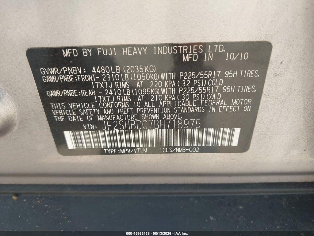 JF2SHBDC7BH718975 2011 SUBARU FORESTER photo no. 9
