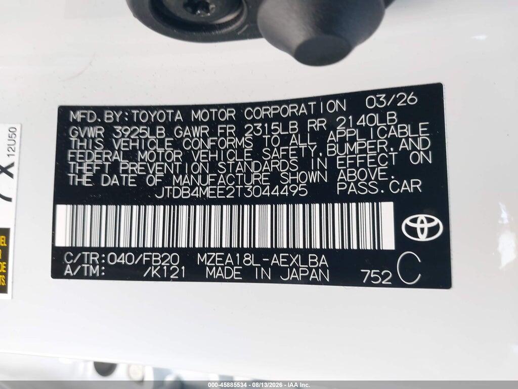 JTDB4MEE2T3044495 2026 TOYOTA COROLLA photo no. 9