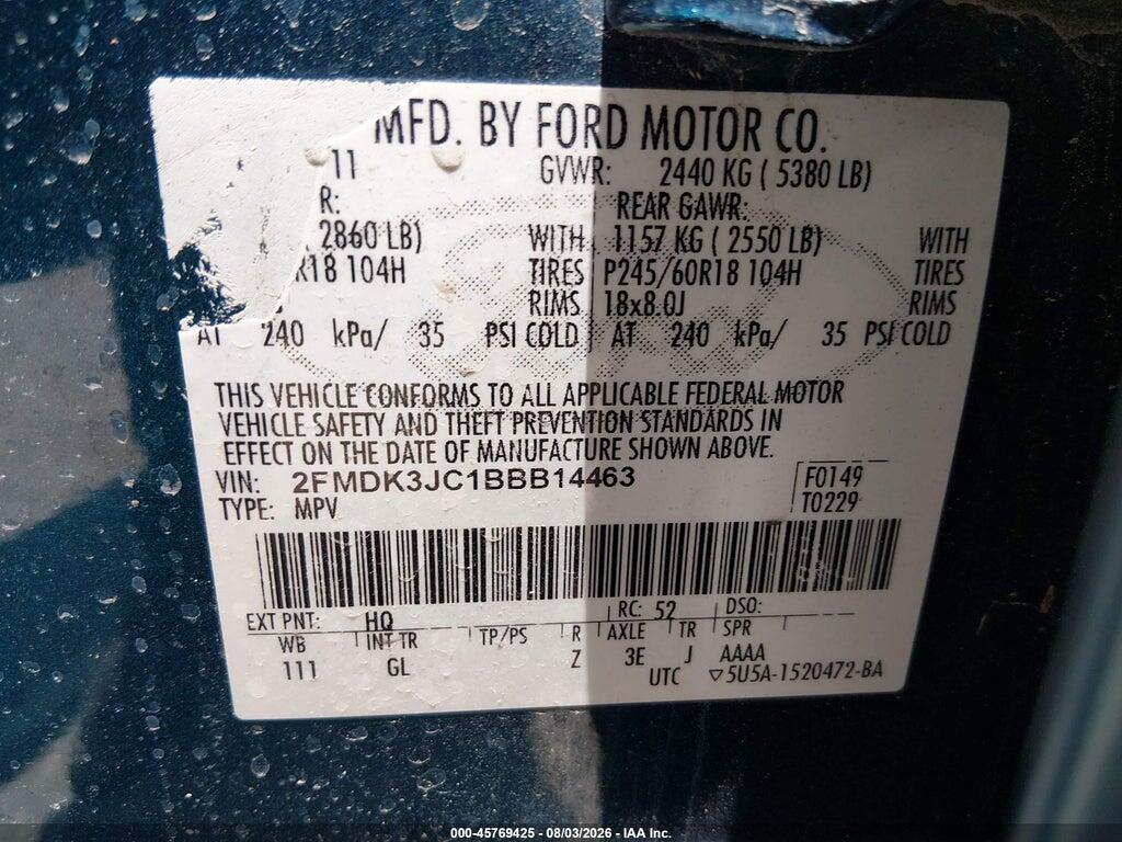 2FMDK3JC1BBB14463 2011 FORD EDGE photo no. 9