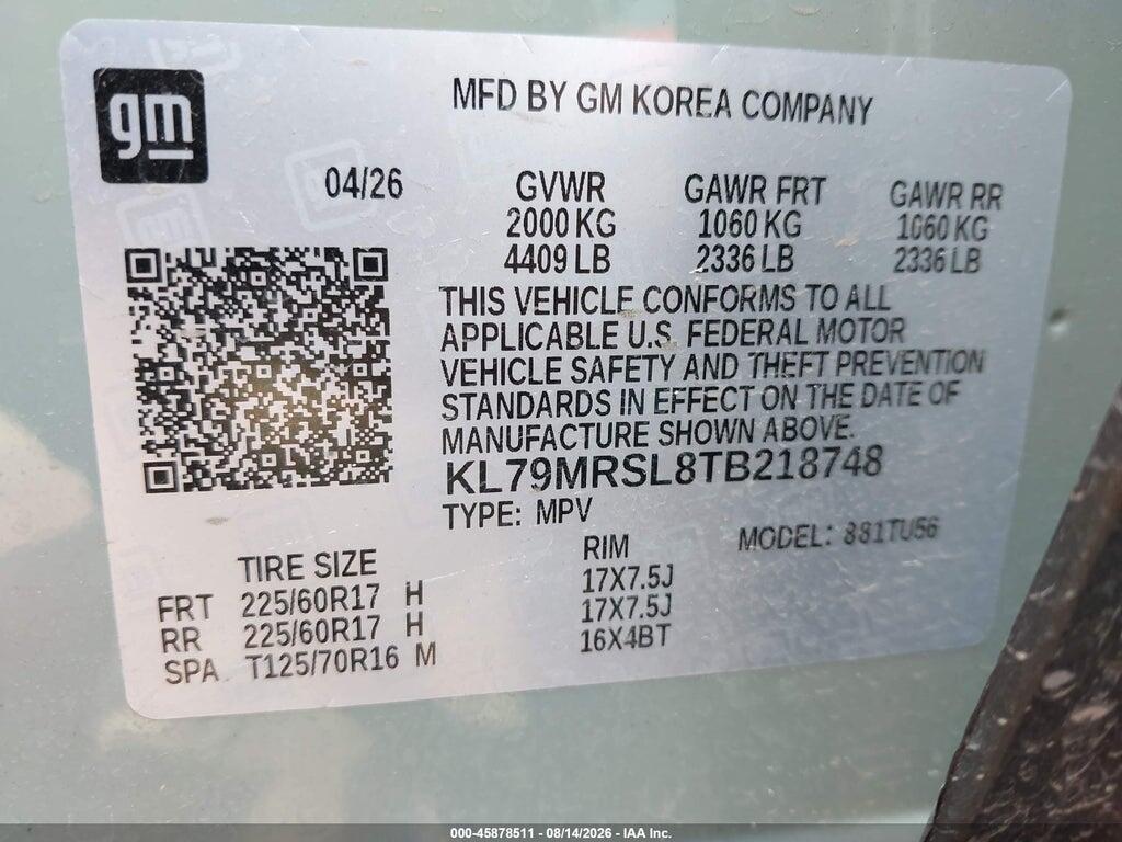 KL79MRSL8TB218748 2026 CHEVROLET TRAILBLAZER photo no. 9