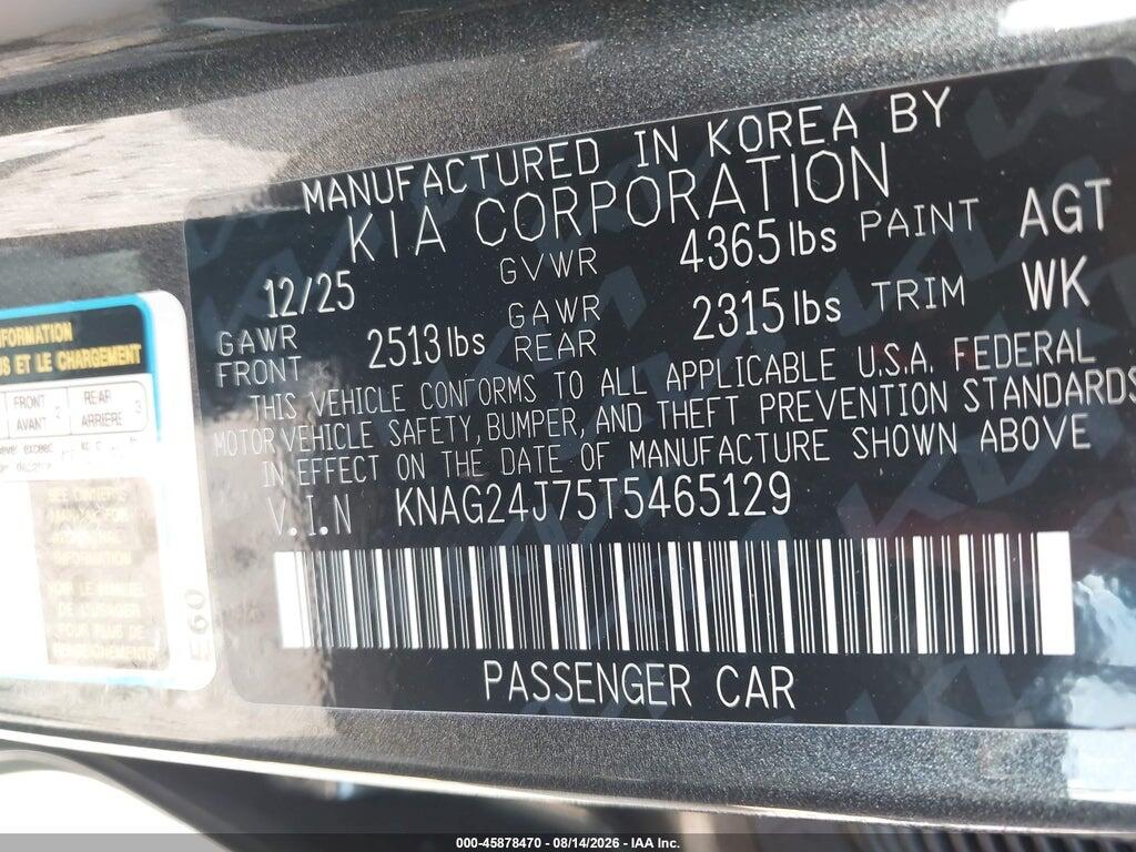 KNAG24J75T5465129 2026 KIA K5 photo no. 9