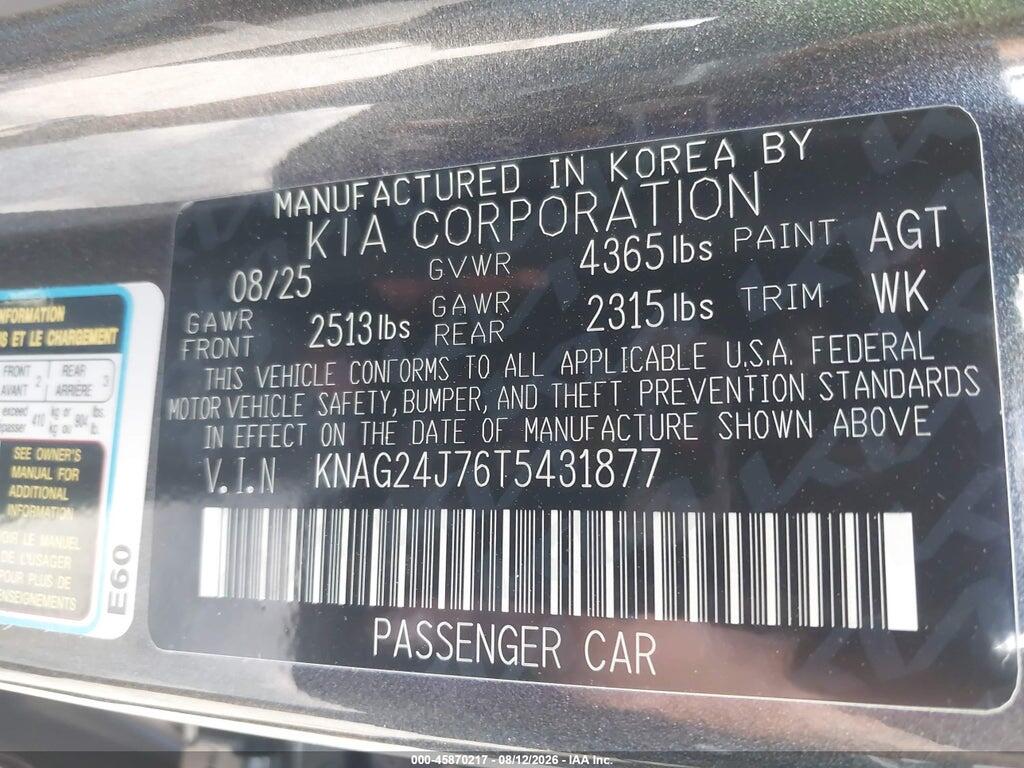 KNAG24J76T5431877 2026 KIA K5 photo no. 9