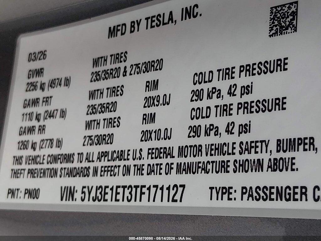 5YJ3E1ET3TF171127 2026 TESLA MODEL 3 photo no. 9