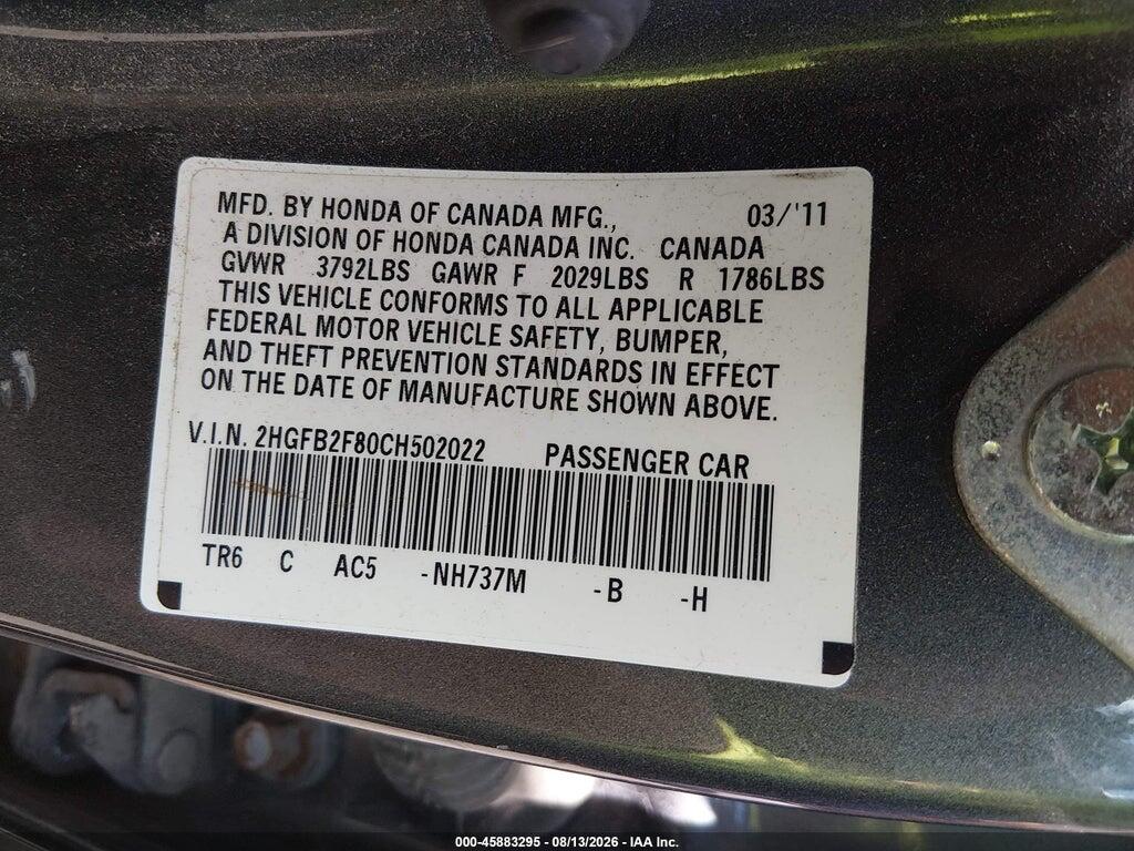 2HGFB2F80CH502022 2012 HONDA CIVIC photo no. 9