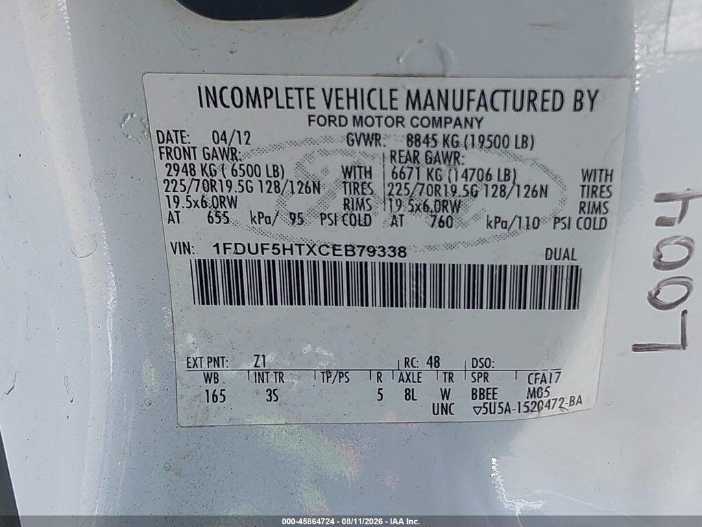 1FDUF5HTXCEB79338 2012 FORD F-550 CHASSIS photo no. 8