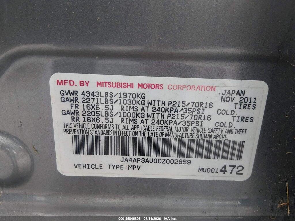 JA4AP3AU0CZ002859 2012 MITSUBISHI OUTLANDER SPORT photo no. 9