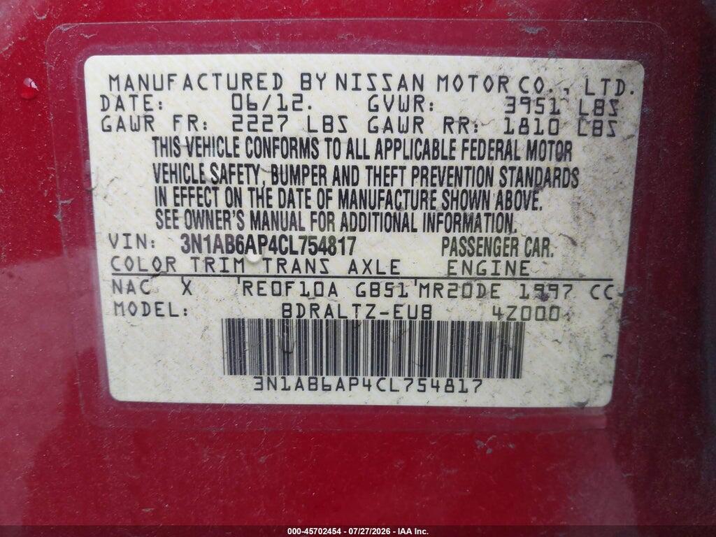 3N1AB6AP4CL754817 2012 NISSAN SENTRA photo no. 9