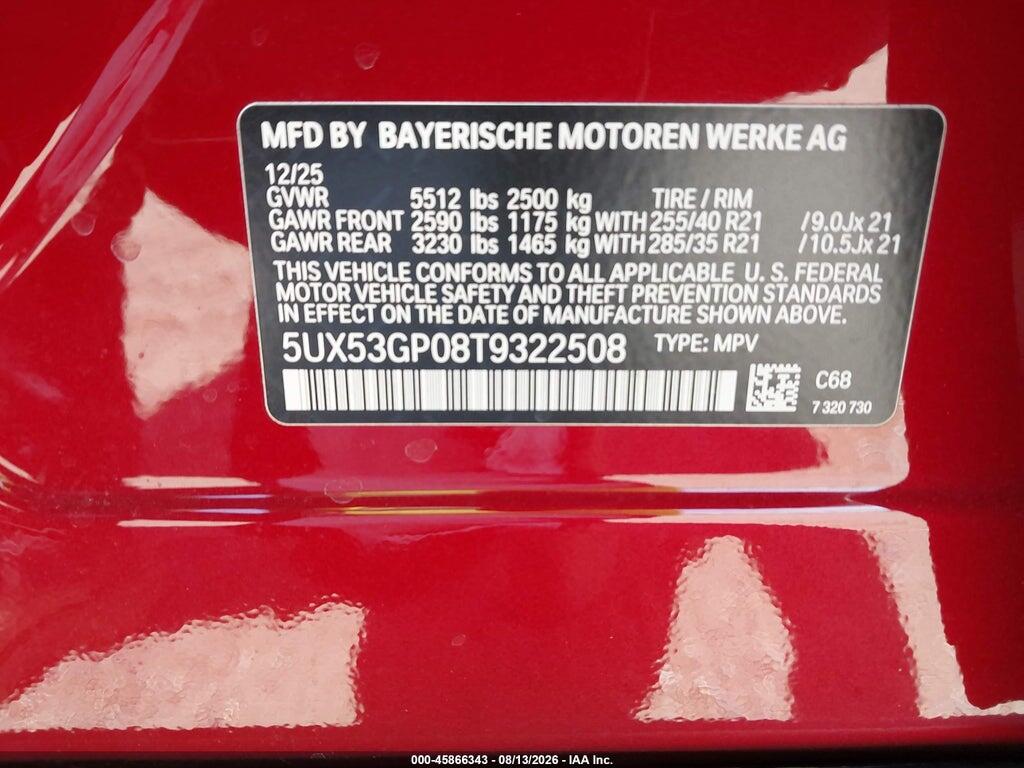 5UX53GP08T9322508 2026 BMW X3 photo no. 9