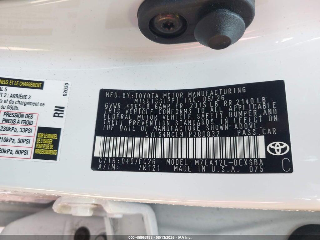 5YFS4MCE9TP280832 2026 TOYOTA COROLLA photo no. 9
