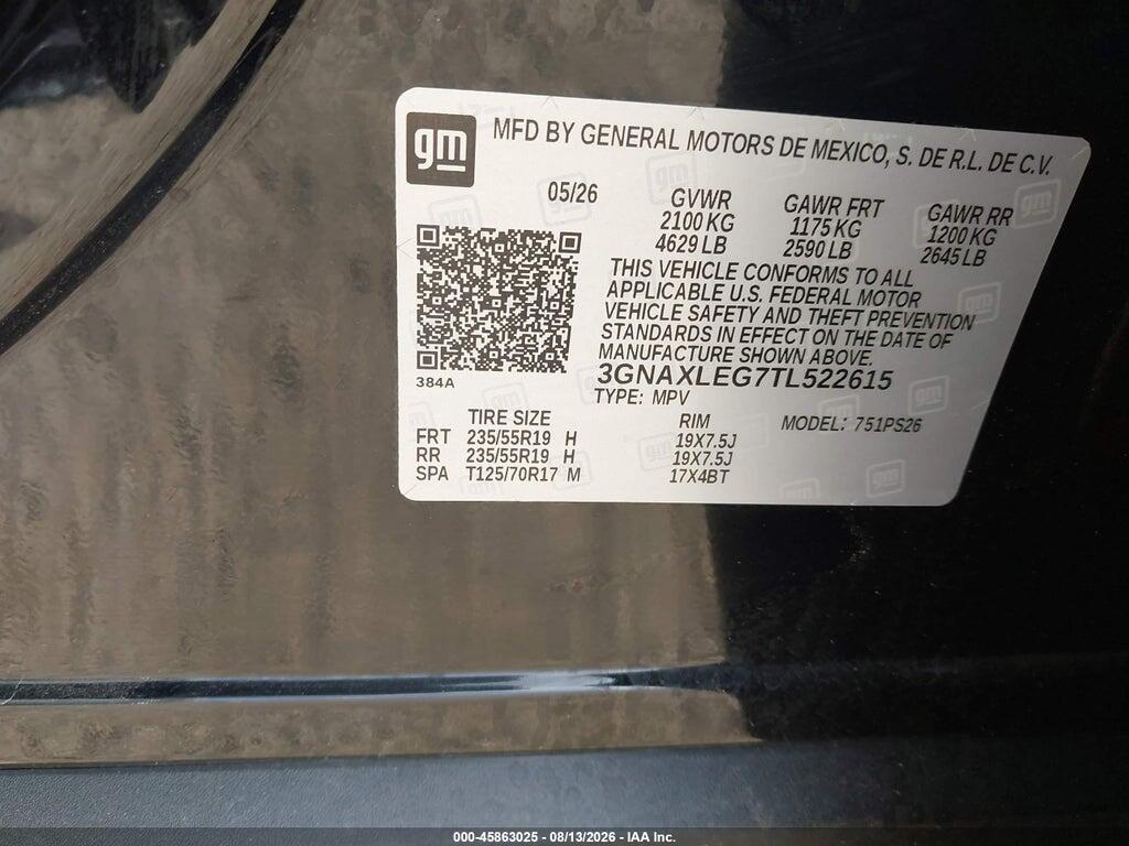 3GNAXLEG7TL522615 2026 CHEVROLET EQUINOX photo no. 9