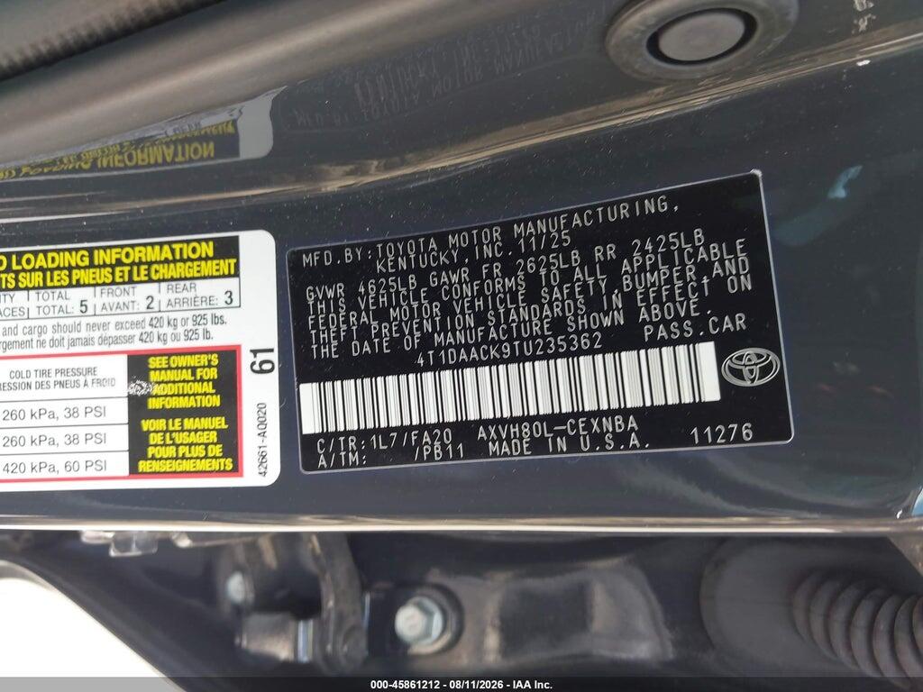 4T1DAACK9TU235362 2026 TOYOTA CAMRY photo no. 9