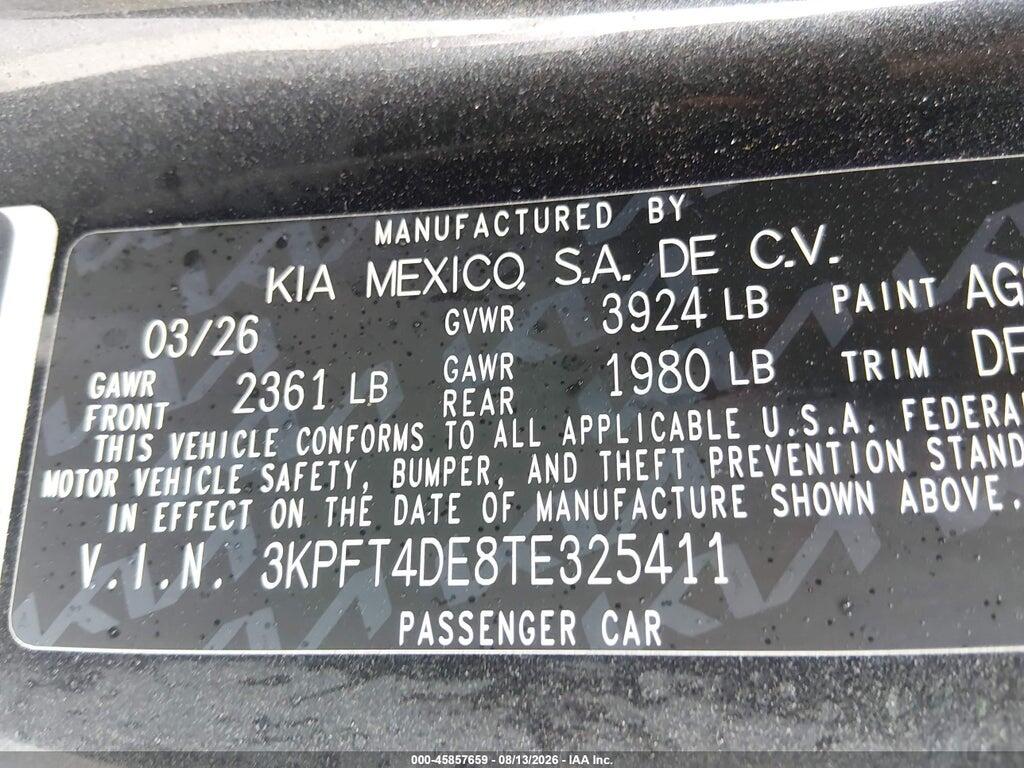 3KPFT4DE8TE325411 2026 KIA K4 photo no. 9