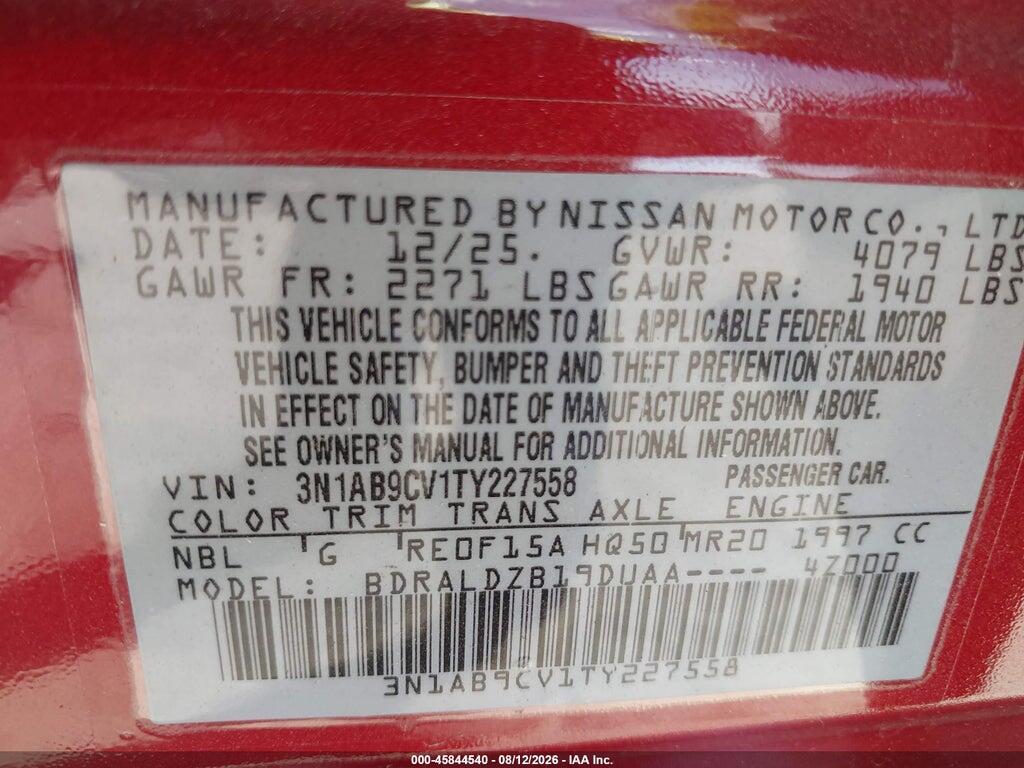 3N1AB9CV1TY227558 2026 NISSAN SENTRA photo no. 9