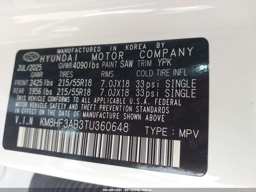 KM8HF3AB3TU360648 2026 HYUNDAI KONA photo no. 9