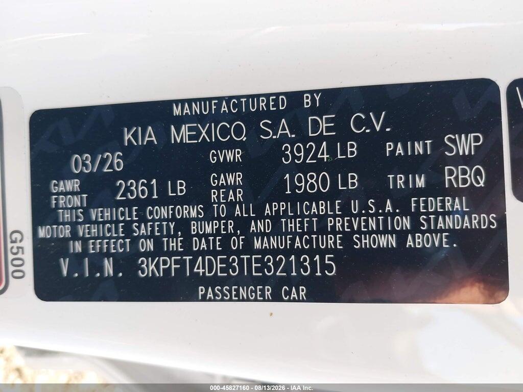 3KPFT4DE3TE321315 2026 KIA K4 photo no. 9