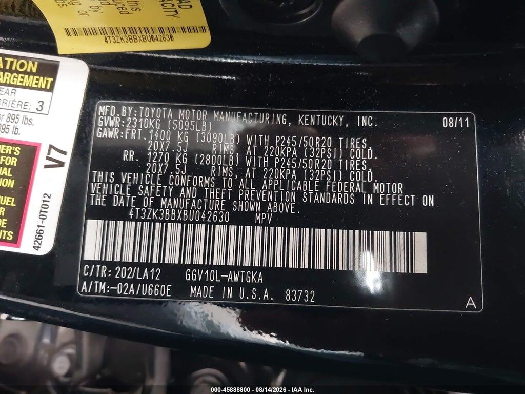 4T3ZK3BBXBU042630 2011 TOYOTA VENZA photo no. 9