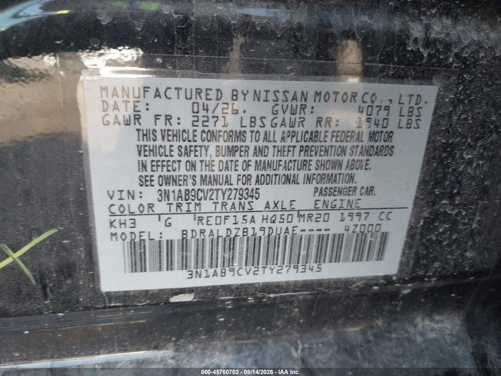 3N1AB9CV2TY279345 2026 NISSAN SENTRA photo no. 9