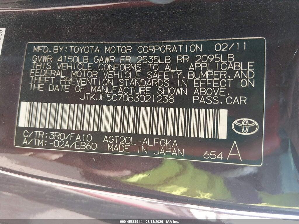 JTKJF5C70B3021238 2011 SCION TC photo no. 9