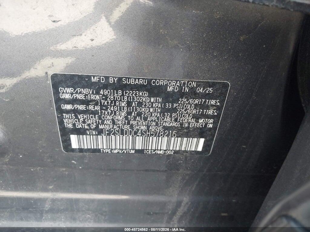 JF2SLDDC4SH578216 2025 SUBARU FORESTER photo no. 9