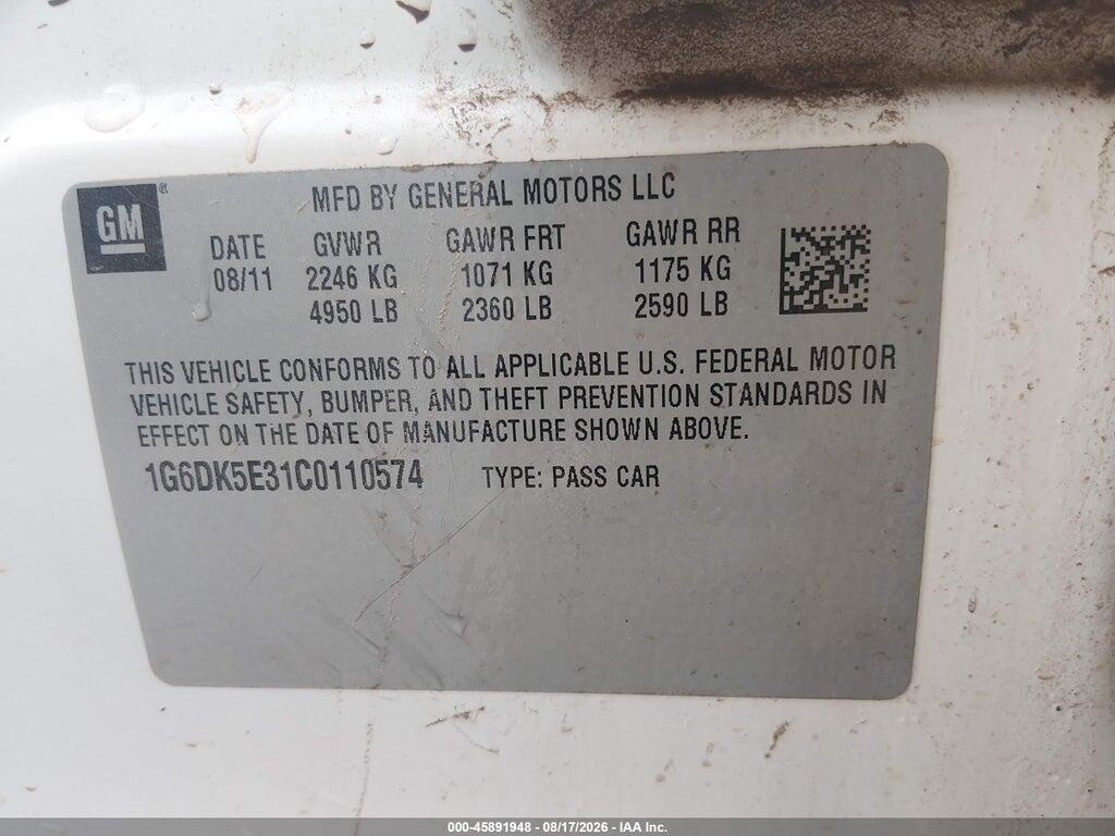 1G6DK5E31C0110574 2012 CADILLAC CTS photo no. 9