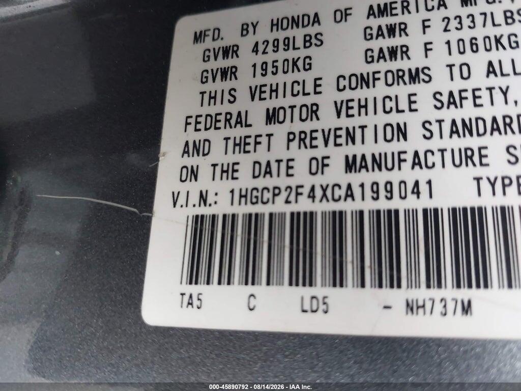 1HGCP2F4XCA199041 2012 HONDA ACCORD photo no. 9