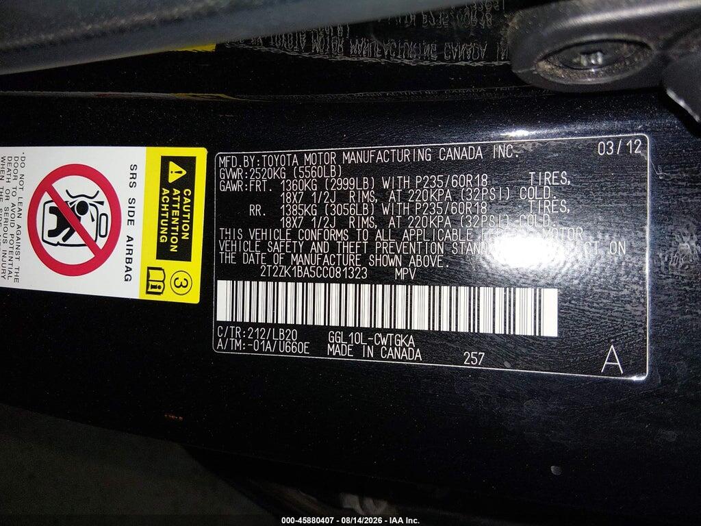 2T2ZK1BA5CC081323 2012 LEXUS RX 350 photo no. 9