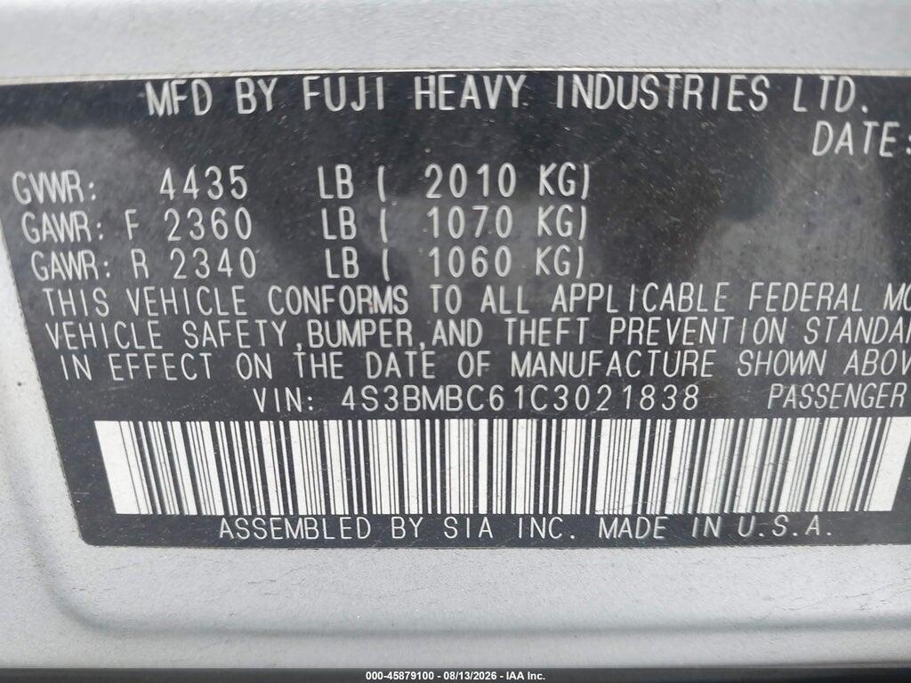4S3BMBC61C3021838 2012 SUBARU LEGACY photo no. 9