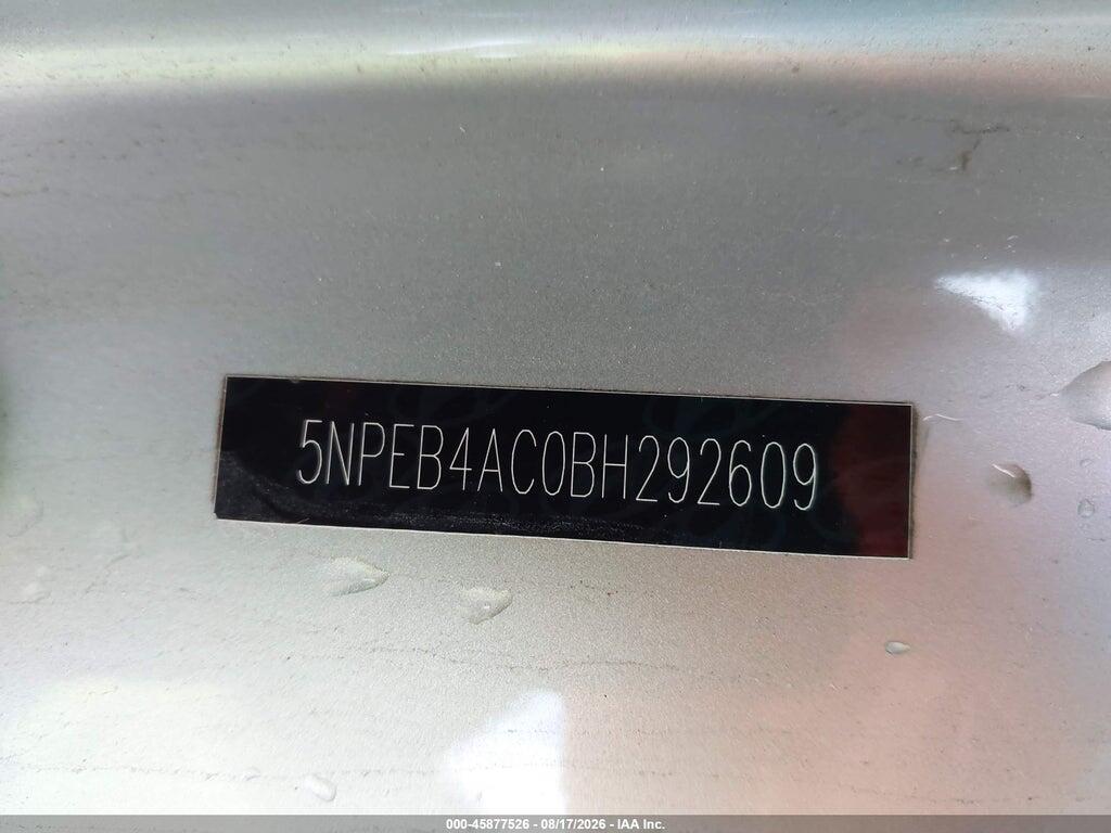 5NPEB4AC0BH292609 2011 HYUNDAI SONATA photo no. 9